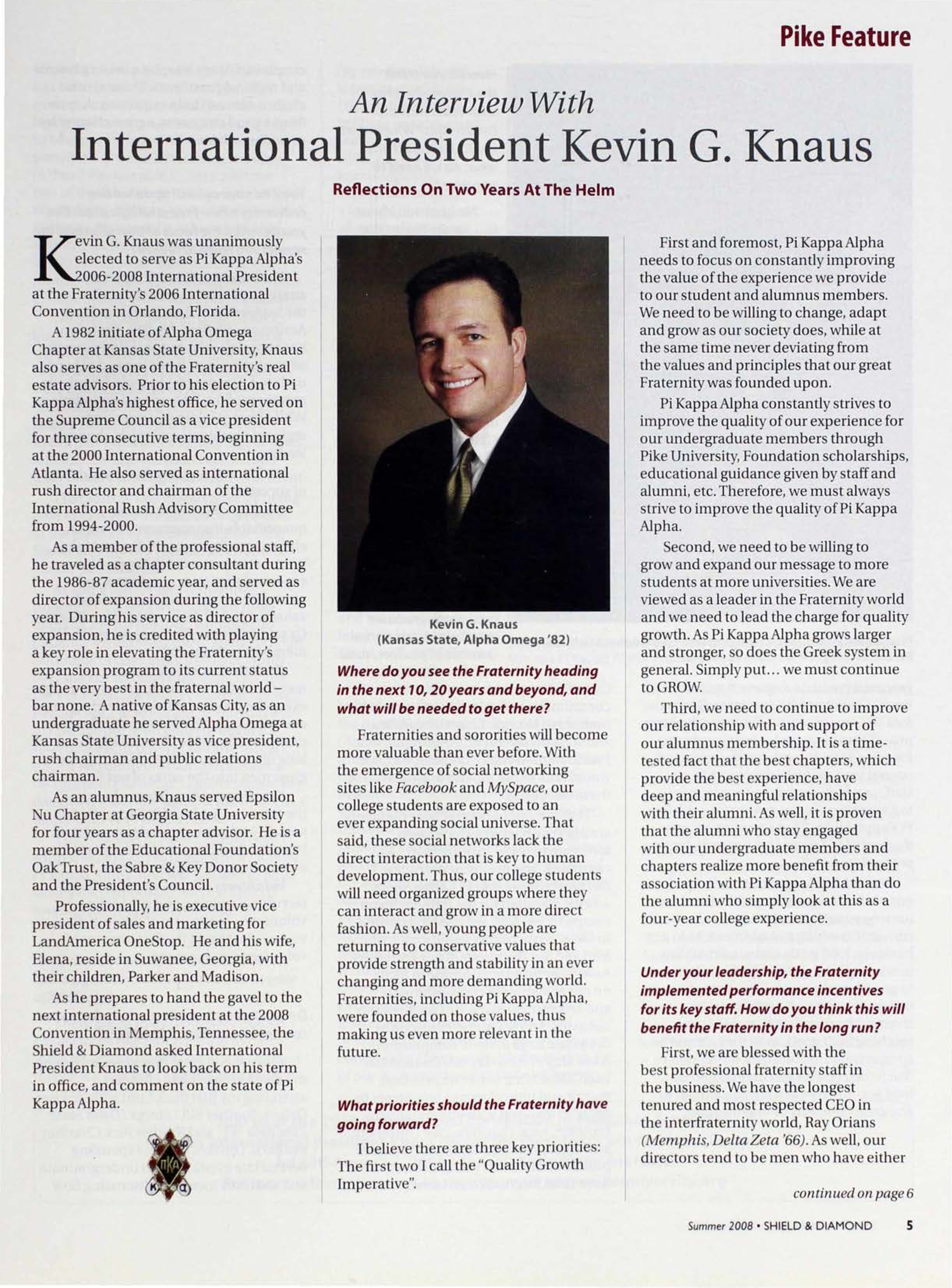 An Interview With International President Kevin G. Knaus